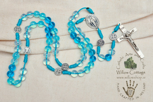 Blue Morning Dew Glass Rosary