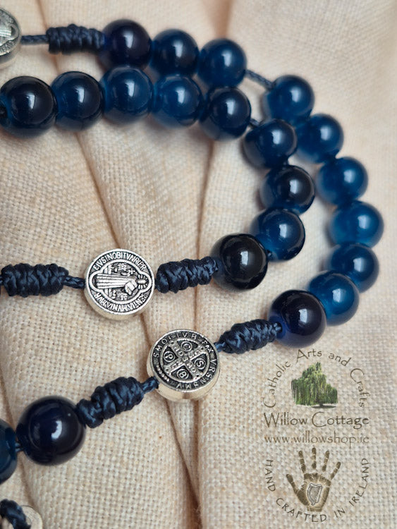 Marian Navy Glass Rosary