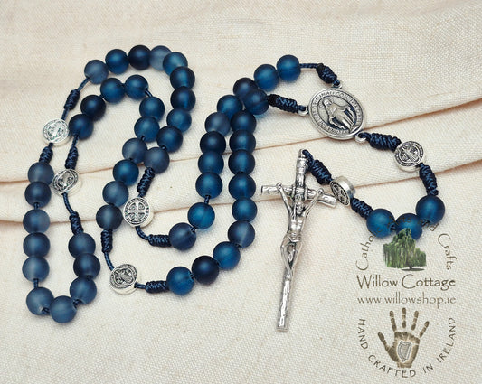 Frosted Sapphire style Glass Rosary