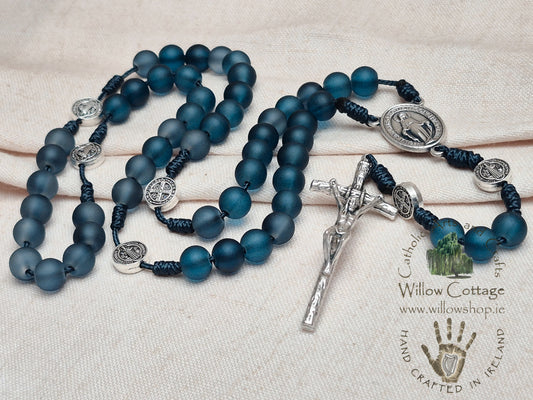 Frosted Sapphire style Glass Rosary