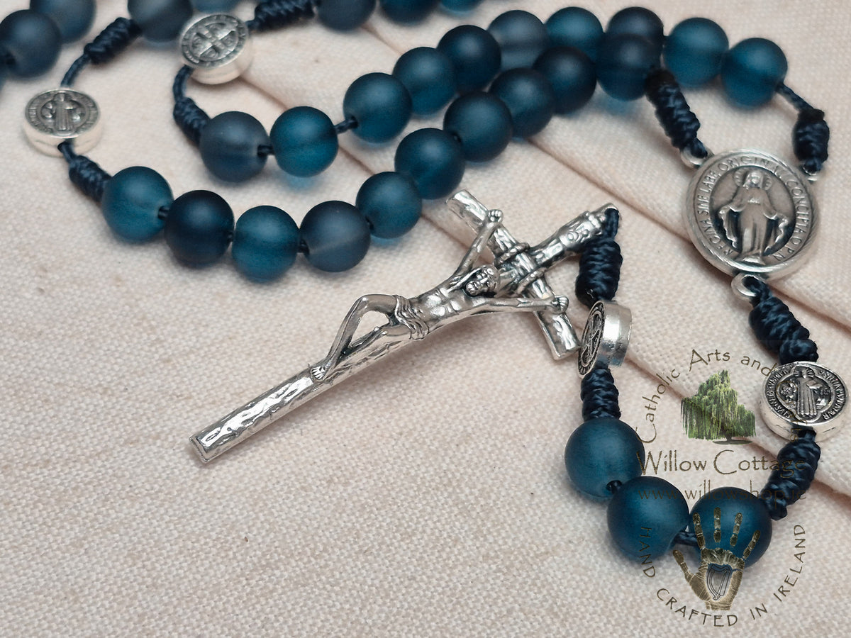 Frosted Sapphire style Glass Rosary