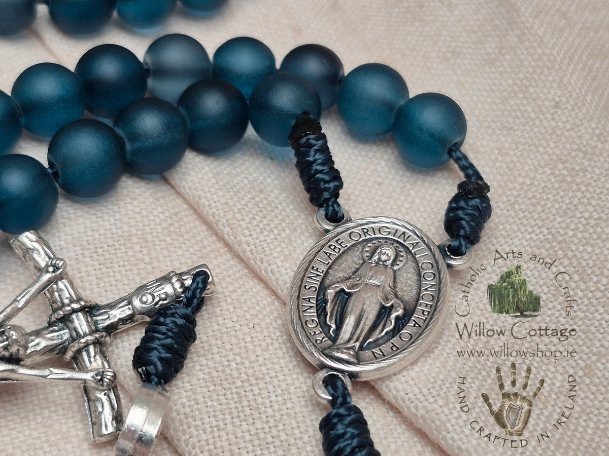 Frosted Sapphire style Glass Rosary