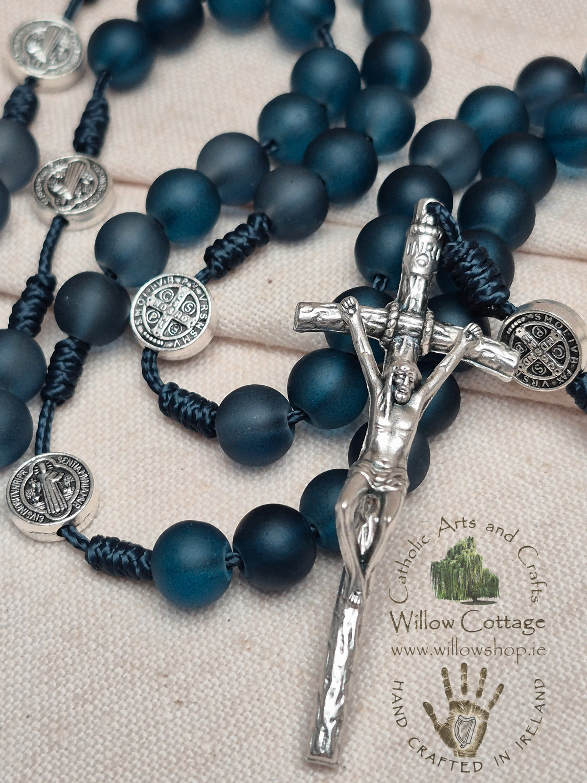 Frosted Sapphire style Glass Rosary