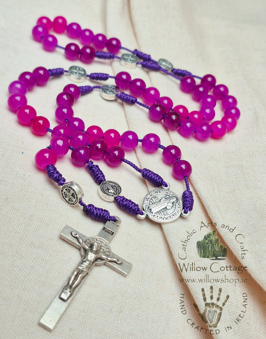 Fuchsia Bloom Glass Rosary