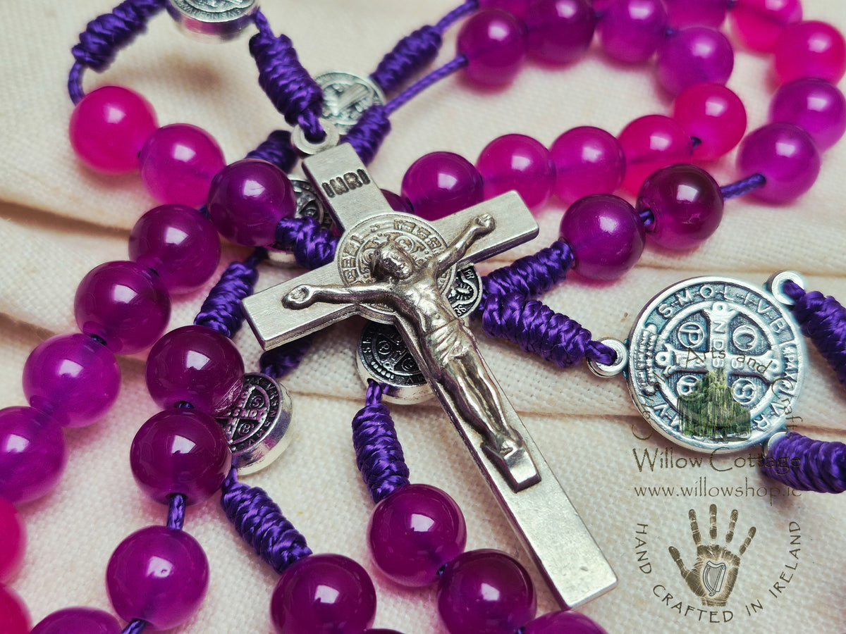 Fuchsia Bloom Glass Rosary