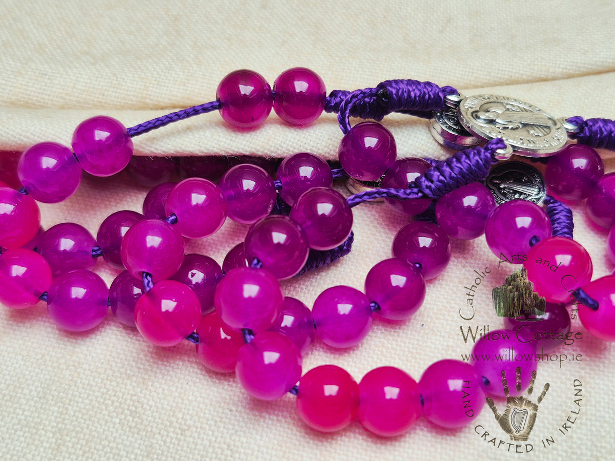 Fuchsia Bloom Glass Rosary