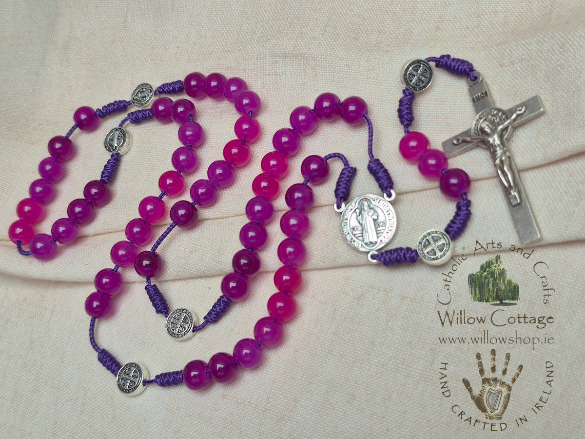 Fuchsia Bloom Glass Rosary