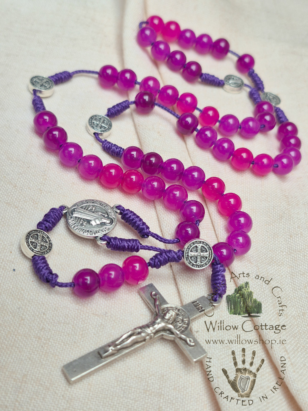 Fuchsia Bloom Glass Rosary